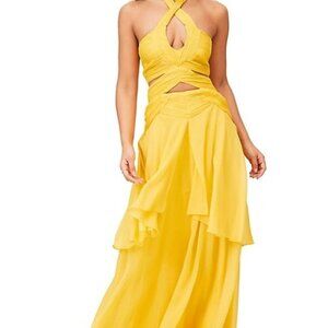 Lipsy London yellow cutout maxi dress